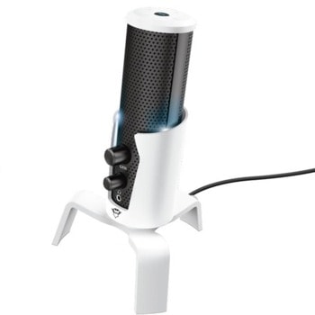 Микрофон Trust GXT 258W Fyru (24257), гейминг, настолен, 4 вида улавяне на звук, USB, бял | JAR Computers Trust 24257