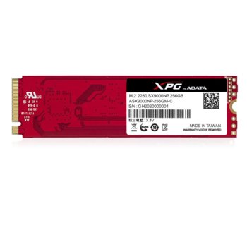 Памет SSD 256GB A-Data SX9000NP, PCIe Gen3, M.2 2280, скорост на четене 2800MB/s, скорост на запис 1450MB/s | JAR Computers A-Data SX9000NP