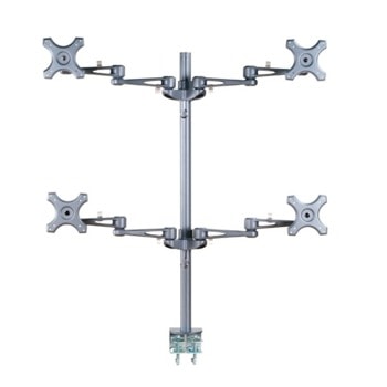 Стойка за монитор NewStar FPMA-D935D4, за плот, за екрани от 10" до 27", VESA до 100x100, макс. тегло до 6кг., регулируема, за 4 бр. монитора, сребриста | JAR Computers NewStar FPMA-D935D4