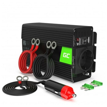 Инвертор Green Cell INV17, 500W, от DC 24V към AC 230V, 1x USB-A, чиста синусоида, за кола | JAR Computers Green Cell 24V to 230V 500W/1000W INV17
