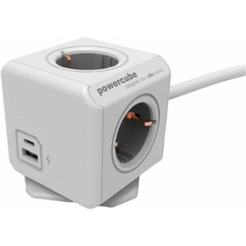 Разклонител DesignNest PowerCube Extended 10435, 4 гнезда, тип "куб", 1x USB-C/1x USB-A, 1.5m кабел, бял | JAR Computers DesignNest PowerCube Extended 10435