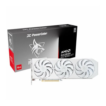 Видео карта AMD Radeon RX 9060 XT, 16GB, PowerColor Hellhound White, OC, PCI-E 5.0, GDDR6, 128-bit, DisplayPort, HDMI | JAR Computers PowerColor RX9060XT 16G-L/OC/WHITE