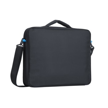 Чанта за лаптоп Rivacase 8087 Black, до 16" (40.64cm), полиестер, допълнителна усилваща рамка, преден джоб с цип, регулируема каишка, черна | JAR Computers Rivacase 8087 Black