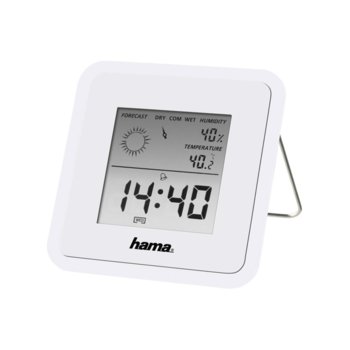Цифров термометър/хигрометър Hama TH-50, часовник / календар / аларма, бял image