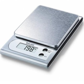 Кухненски кантар Beurer KS 22 slate kitchen scale, дигитален, до 5kg, LCD дисплей, с включена батерия, сив | JAR Computers Beurer KS 22 kitchen scale 70410_BEU steel