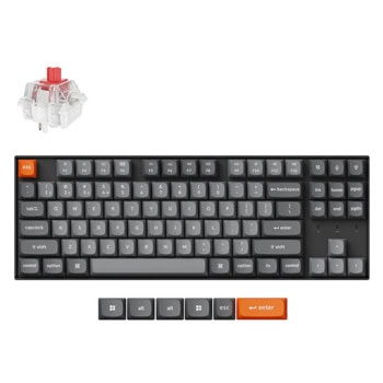 Клавиатура Keychron K8 Max QMK (K8M-H1), безжична/жична, механична, Super Red суич, гейминг, мултимедийни клавиши, RGB подсветка, N-Key Rollover, черна, Wireless, USB, Bluetooth | JAR Computers Keychron K8 Max QMK Red Switch K8M-H1