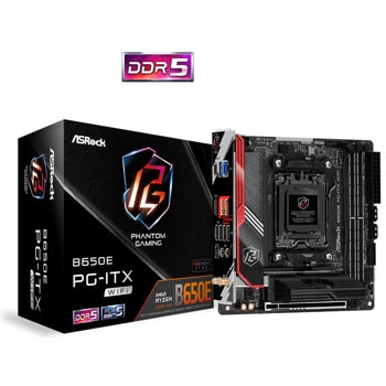 Дънна платка ASRock B650E PG-ITX, B650, AM5, DDR5, PCIe 5.0 (DP&HDMI), 2x M.2, 2x SATA 6Gb/s, 1x USB 3.2 Gen2 Type-C, 1x USB 3.2 Gen2, Wi-Fi, Mini-ITX | JAR Computers Дънна платка ASRock B650E PG-ITX WiFi