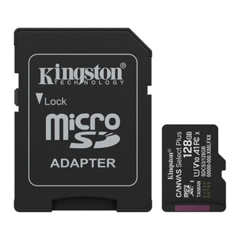Карта памет 128GB microSDHC с адаптер, Kingston Canvas Select Plus, Class 10 UHS-I, скорост на четене до 150MB/s | JAR Computers Карта памет 128GB microSDHC Kingston