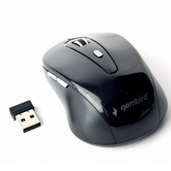 Мишка Gembird MUSW-6B-01, оптична (1600 dpi), безжична, USB, черна image