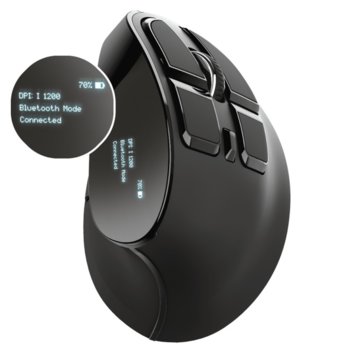Мишка Trust Voxx (23731), оптична (2400 dpi), безжична, Bluetooth, USB, черна, LED дисплей, 9 бутона, програмируеми бутони | JAR Computers TRUST Voxx 23731
