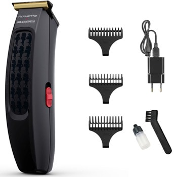 Машинка за подстригване Rowenta Karl Lagerfeld (TN182LF0), фиксиран гребен за коса и брада, 4 дължини на подстригване, до 90 минути време на работа, черна | JAR Computers Rowenta Karl Lagerfeld Cut & Style TN182LF0