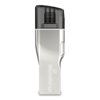 Памет 64GB USB Flash Drive, MediaRange MR983, USB 3.0 + Lightning, сребриста | JAR Computers MEDIARANGE MR983