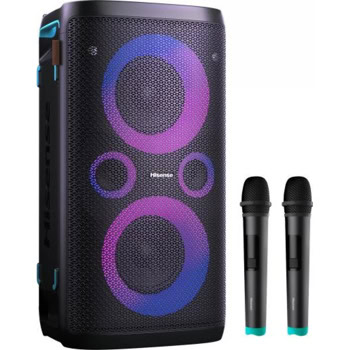Комплект караоке колона и два микрофона Hisense Party Rocker One Plus, 2.0, 300W, Bluetooth, USB, черна, подсветка, IPX4 защита | JAR Computers Hisense Party Rocker One Plus 20011187