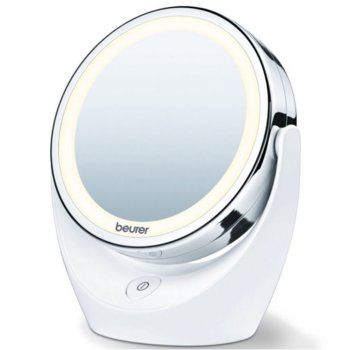 Козметично огледало Beurer BS49, 2 огледала (нормално и с 5 степенно увеличение), 12 LED диода, диаметър 11см, бяло image