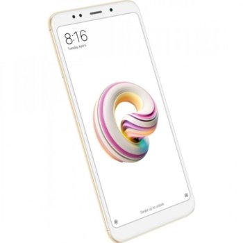 Xiaomi Redmi 5(златист), поддържа 2 sim карти, 5.7" (14.48 cm) HD+ IPS LCD дисплей, осемядрен Snapdragon 450 2GHz, 3GB RAM, 32GB Flash памет(+microSD слот), 12 & 5.0 Mpix camera, Android, 157g | JAR Computers Xiaomi Redmi 5 Gold MZB5955EU