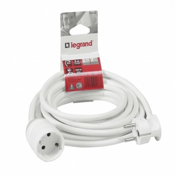 Удължителен кабел Legrand 390086, от Schuko(м) към Schuko(ж), 5m, бял | JAR Computers Legrand 390086