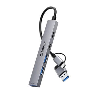 USB хъб Orico YSA4-U2-GY-BP, 5 порта, от USB Type-C/A към 1x USB 3.0 Type-A/2x USB Type-C/2x USB 2.0 Type-A, сив | JAR Computers USB хъб Orico YSA4-U2-GY-BP