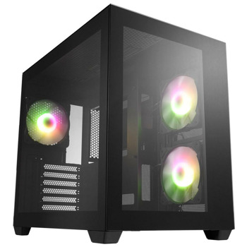 Кутия Fortron CMT380, ATX/mATX/mini-ITX, 2x USB 3.0, 1x USB-C, 3x ARGB 120mm вентилатора, с прозорец, без захранване | JAR Computers Кутия FSP CMT380 ARGB POC0000173 черна