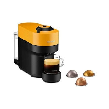 Кафемашина на капсули NESPRESSO VERTUO POP, 1500W, енергиен клас А+, 5 дължини на кафето, 30 мин. време за загряване, жълта | JAR Computers Кафемашина с капсули NESPRESSO VERTUO POP Yellow