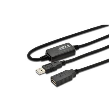 Удължителен кабел ASSMANN, USB A(м) към USB А(ж), 10m, черен | JAR Computers ASSMANN DA-73100-1 USB A(м) към USB А(ж) 10m