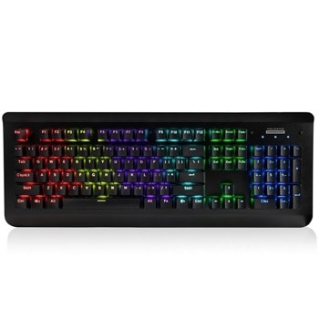 Клавиатура Modecom Volcano Hammer 2 (K-MC-HAMMER2-U-BROWN-RGB), гейминг, механична, RGB подсветка, Outemu кафяви суичове, черна, USB | JAR Computers Modecom K-MC-HAMMER2-U-BROWN-RGB