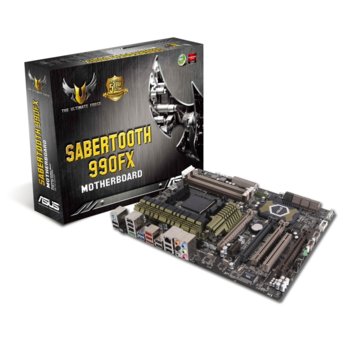 Дънна платка Asus SABERTOOTH 990FX, AMD 990FX, AM3+ (up to 140W), DDR3, 4x PCI-E (SLi/CF), SB7.1, Lan1000, 6xSATA 6Gb/s RAID 0,1,5,10, 2x 1394, 4x USB3.0, ATX | JAR Computers Asus SABERTOOTH 990FX