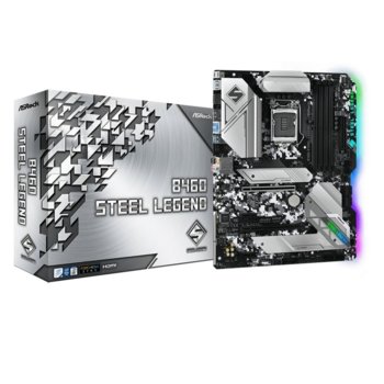 Дънна платка Asrock B460 Steel Legend, B460, LGA1200, DDR4, PCI-E 3.0, (DisplayPort&HDMI),(CFX), 6x SATA 6Gb/s, 2x M.2, USB 3.2 Gen1 Type-C, ATX | JAR Computers Asrock B460 Steel Legend