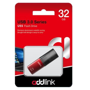 Памет 32GB USB Flash Drive, Addlink U55, USB 3.1, червена | JAR Computers Addlink U55 32GB USB 3.1 ad32GBU55R3