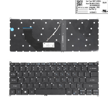 Клавиатура за лаптоп Acer, съвместима със серия Swift 3 SF314-53G Swift 5 SF514-51G, черна, без рамка, с подсветка | JAR Computers KBD for Acer Swift 3 SF314-53G Swift 5 SF514-51G