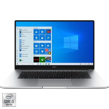 Лаптоп Huawei MateBook D15 (53012HWS)(сребрист), двуядрен Comet Lake Intel Core i3-10110U 2.1/4.1 GHz, 15.6" (39.62 cm) Full HD IPS дисплей, (HDMI), 8GB DDR4, 256GB SSD, 2x USB 2.0, Windows 10 Home image