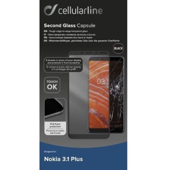 Cellular Line Second Glass for Nokia 3.1Plus black