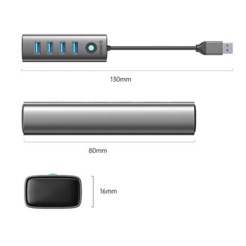 USB хъб Orico PDD4U-U3-015-GY 4 порта