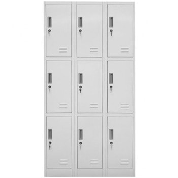 Метален шкаф RFG DZX-076, 9x шкафове, прахово боядисан, метален, заключване, вентилационен отвор, сив | JAR Computers RFG DZX-076