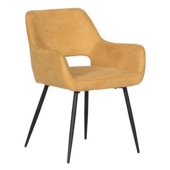 Трапезен стол Carmen RedCar, до 100kg., дамаска/еко кожа, метална база, жълт image