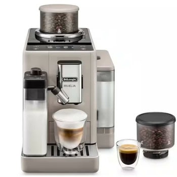 Кафеавтомат DeLonghi Rivelia EXAM440.55.BG, 1450W, 19 bar, 1.4 л. обем на резервоара за вода, технология Bean-Adapt, бежова | JAR Computers DeLonghi Rivelia EXAM440.55.BG