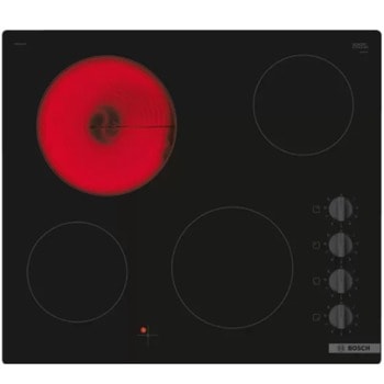 Плот за вграждане Bosch PKE611CA3E, 4 нагревателни зони, витрокерамичен, механично управление, 9 нива на мощност, 4-степенен индикатор за остатъчна топлина, черен | JAR Computers Bosch PKE611CA3E SER2