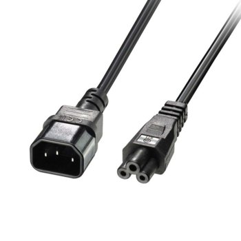 Захранващ кабел Lindy 30341, от IEC C5(м) към към IEC C14(ж), 2m | JAR Computers LINDY LNY-30341 IEC C14 to IEC C5 Cloverleaf 2.0 м