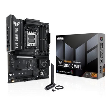 Дънна платка Asus TUF GAMING B850-E WIFI, B850, AM5, DDR5, PCI-E 5.0, 4x SATA 6Gb/s, 3x M.2, 2.5GbE LAN, Wi-Fi 6E, Bluetooth, ATX | JAR Computers ASUS TUF GAMING B850-E WIFI