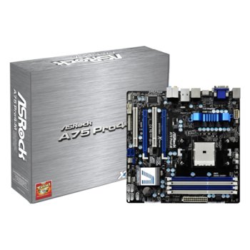 Дънна платка ASRock A75 Pro4-M, FM1, AMD A75, DDR3, 2xPCI-E (CF)(HDMI & DVI), SB7.1 THX TruStudio™, Lan1000, 6xSATA 6.0Gb/s RAID 0,1,10, eSATA 6Gb/s, 4xUSB3.0, mATX | JAR Computers ASRock A75 Pro4-M
