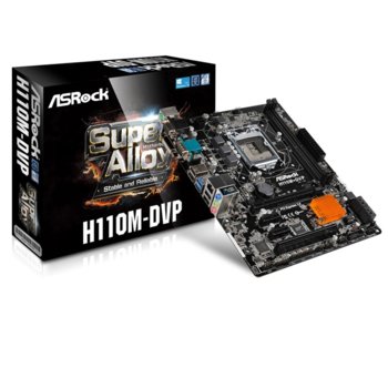 Дънна платка ASRock H110M-DVP, H110, LGA1151, DDR4, PCI-E (DVI), 4x SATA 6Gb/s, 2x USB3.0, micro ATX | JAR Computers ASRock H110M-DVP