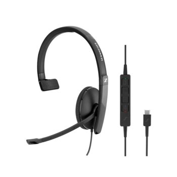 Слушалки Sennheiser SC 135 Mono, микрофон, USB Type C, шумопотискащ, черни | JAR Computers Sennheiser SC 130 Mono USB-C (MS)
