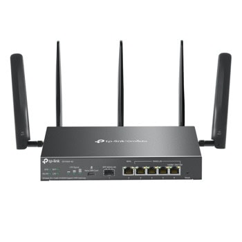 Рутер TP-Link Omada ER706W-4G, 3000Mbps, 2.4GHz(574Mbps)/5GHz (2402Mbps), Wireless AX, 4x 10/100/1000Mbps WAN/LAN, 1x 10/100/1000Mbps WAN, 1x SFP, 5x външни антени, 128MB Flash памет, 512MB DDR4, 1x NanoSIM, VPN | JAR Computers TP-Link Omada ER706W-4G AX3000