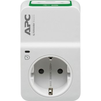 Eлектрически филтър APC Essential SurgeArrest PM1W-GR, 1 гнездо, 2x USB, бял image