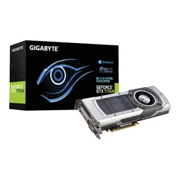 Видео карта GF GTX TITAN, 6GB Gigabyte NTITAN-6GD-B, PCI-E 3.0, DDR5, 384bit, HDMI, DisplayPort, 2xDVI | JAR Computers GF GTX TITAN