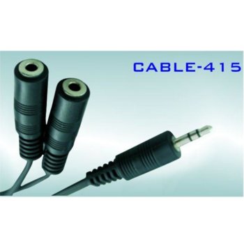 Кабел Royal CABLE-415A, от 1x 3.5мм TRS(м) към 2x 3.5mm TRS(ж), 0.2m, черен, никелирани конектори | JAR Computers Royal CABLE-415 21006505