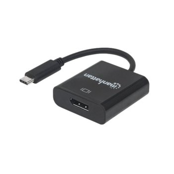 Преходник Manhattan 152020, от USB 3.1 Type C(м) към DisplayPort(ж), до 4K резолюция, черен | JAR Computers Manhattan USB 3.1 Type C(м) to DisplayPort(ж)