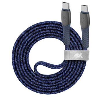 Кабел Rivacase PS6105BL12, от USB C(м) към USB C(м), 1.2m, син | JAR Computers Rivacase PS6105BL12