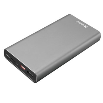 Bъншна батерия /power bank/ Sandberg USB-C PD, 20000 mAh, 2x USB A, 1x USB Type C, 1x microUSB Type B, QuickCharge 3.0, сива | JAR Computers Sandberg Powerbank USB-C PD 18W 20000 420-49