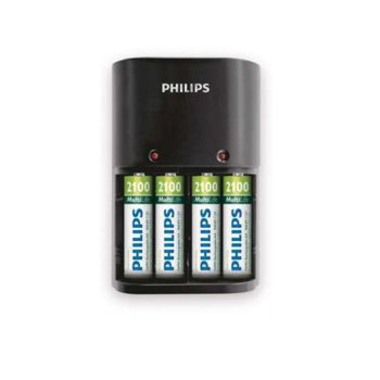 Зарядно у-во Philips за батерии 1/4 x AA/AAA, 170/80 mA, 220/240V, с включени батерии 4 x AA 2100mA image