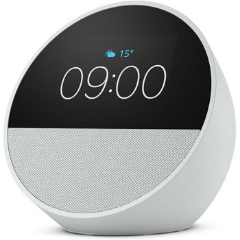 Смарт колонка Amazon Echo Spot 2024, 2.83" сензорен екран, смарт часовник, будилник, гласов асистент, Wi-Fi, Bluetooth, бял | JAR Computers Amazon Echo Spot 2024 B0C2RSK776